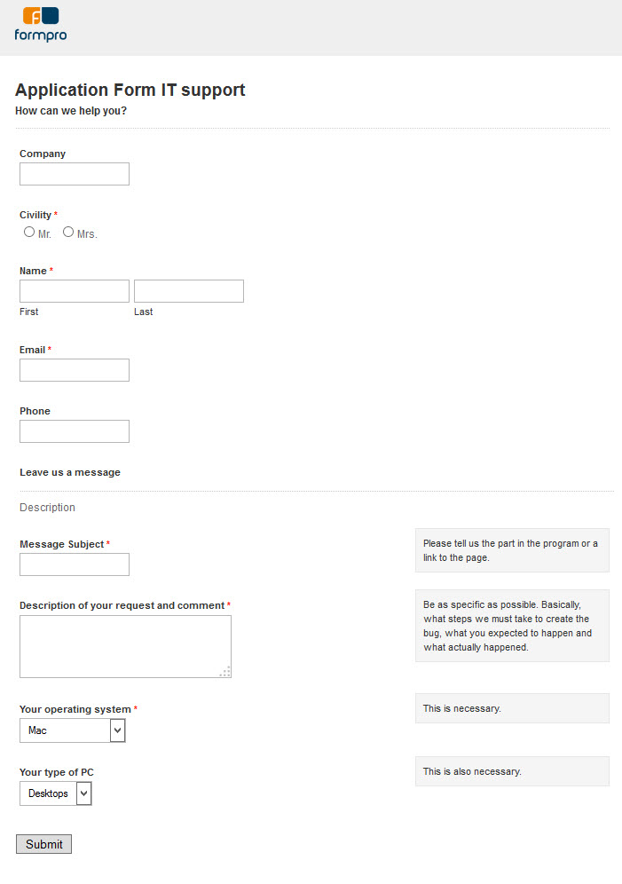 IT Support Form