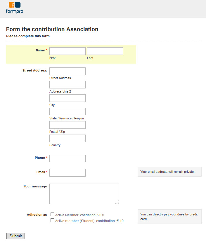 Contribution Form