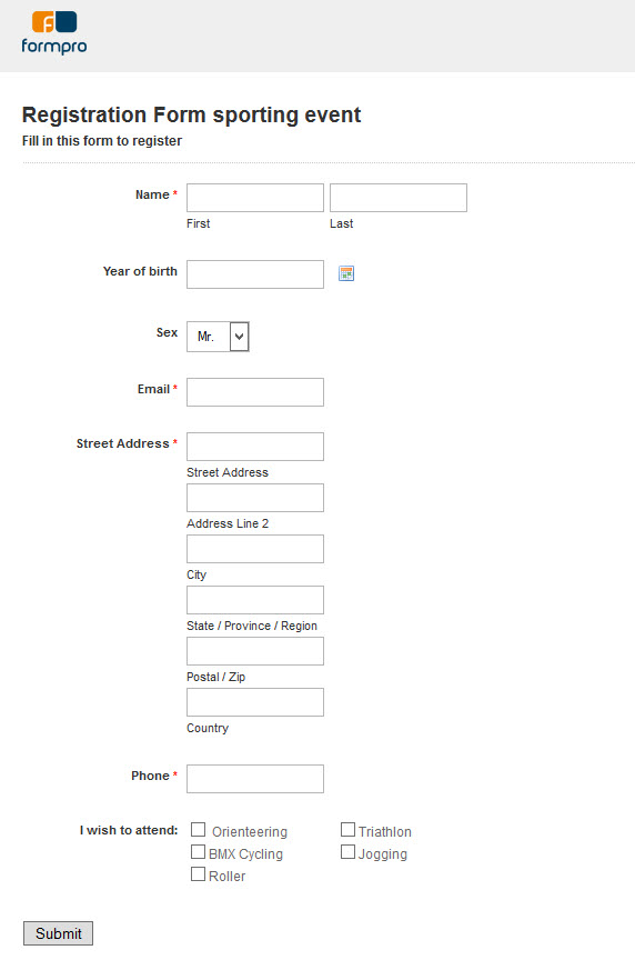 Event Registration Form