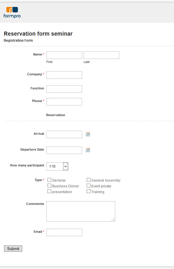 Reservation Form