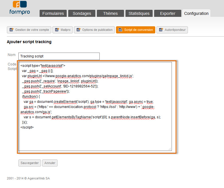 Track form and survey conversion in Formpro with Google Analytics